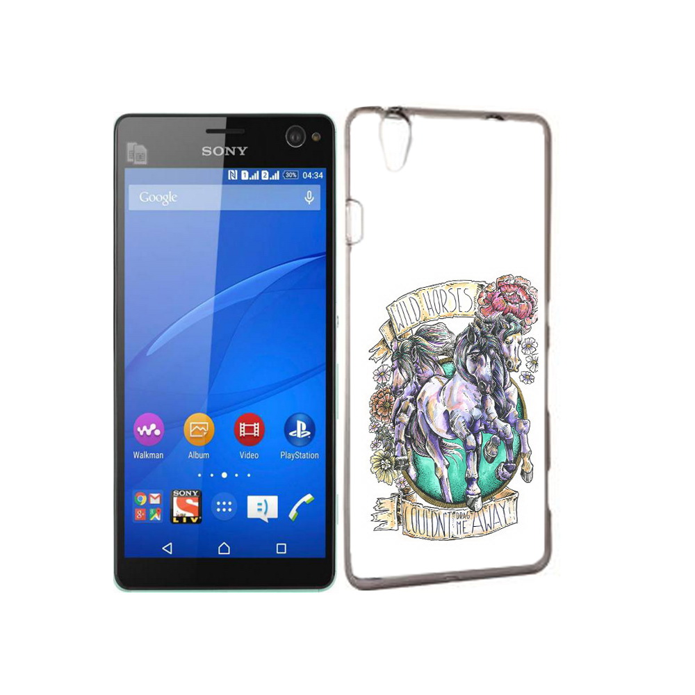 

Чехол MyPads Tocco для Sony Xperia C4 рисунок коней в цветах, Прозрачный, Tocco