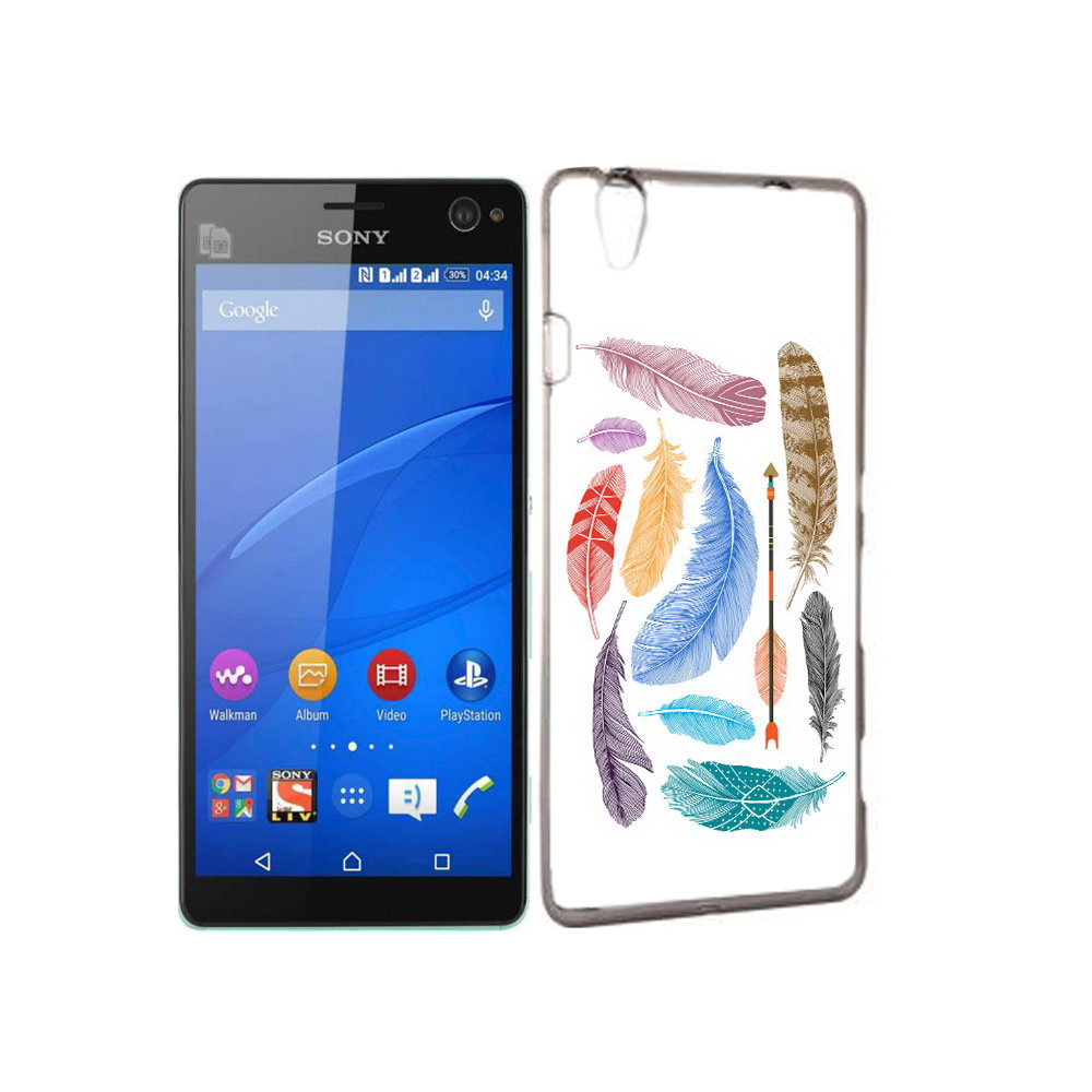 

Чехол MyPads Tocco для Sony Xperia C4 разноцветные перья, Прозрачный, Tocco