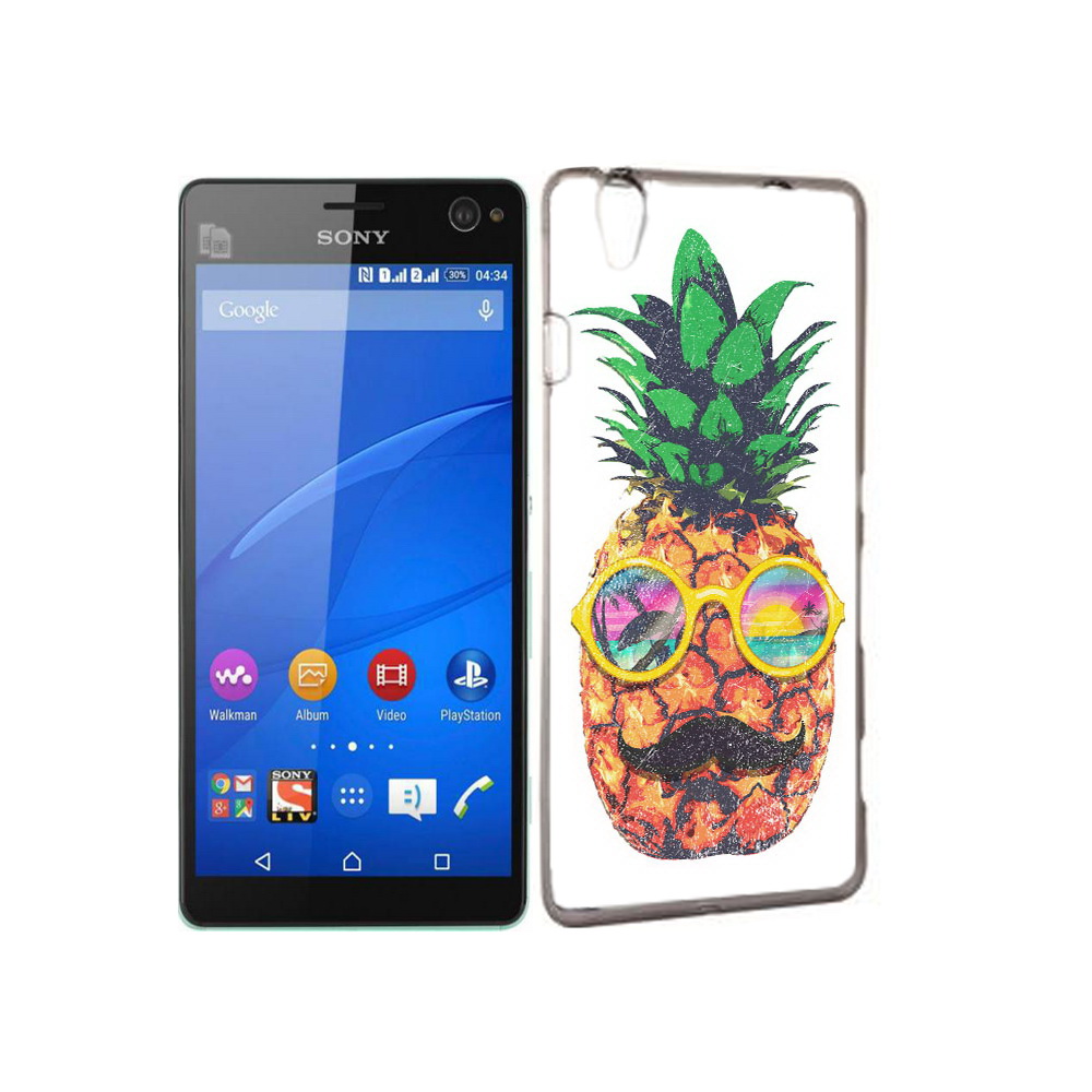 

Чехол MyPads Tocco для Sony Xperia C4 прикольный ананас с лицом, Прозрачный, Tocco