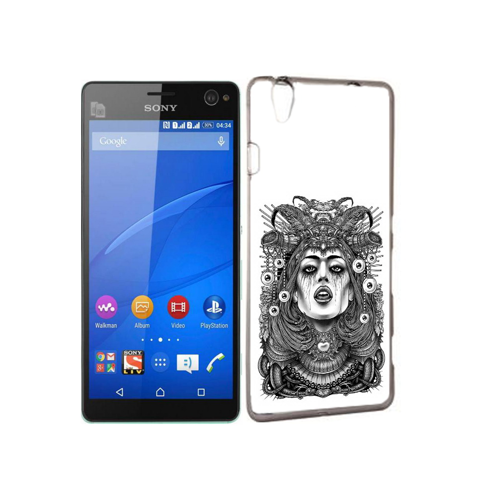 

Чехол MyPads Tocco для Sony Xperia C4 портрет девушки черно белый, Прозрачный, Tocco