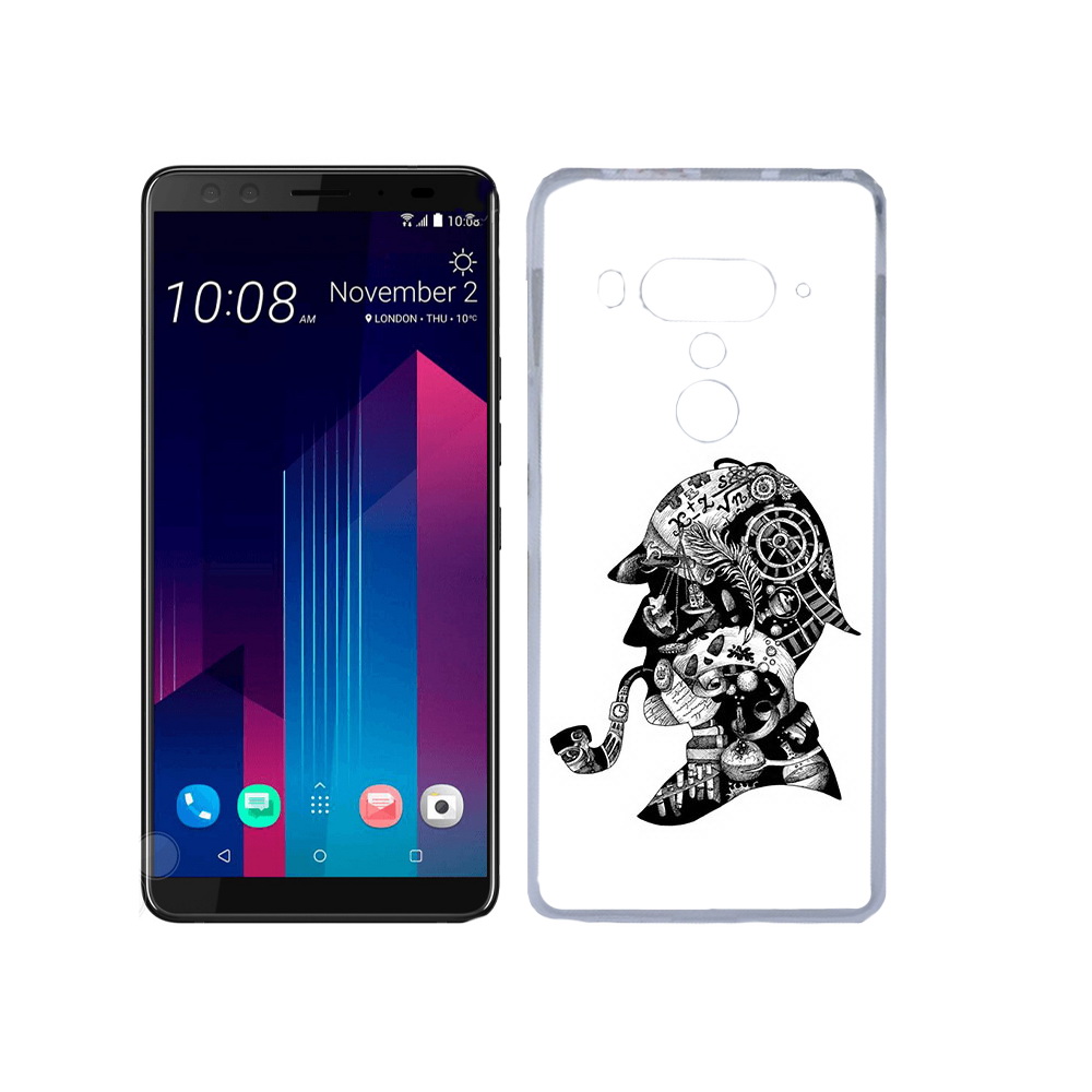 

Чехол MyPads Tocco для HTC U12+ мужчина с трубкой абстракция, Прозрачный, Tocco