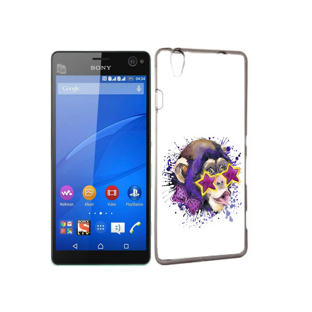 

Чехол MyPads Tocco для Sony Xperia C4 обезьяна в очках, Прозрачный, Tocco