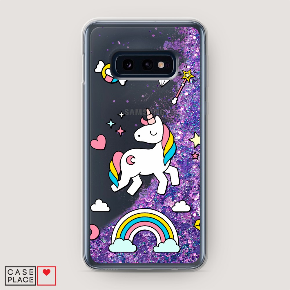

Жидкий чехол с блестками "Принцесса единорог" на Samsung Galaxy S10E