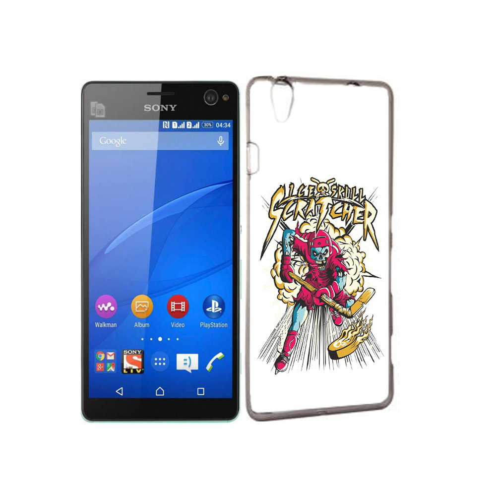 

Чехол MyPads Tocco для Sony Xperia C4 нарисованный скелет хоккеист, Прозрачный, Tocco