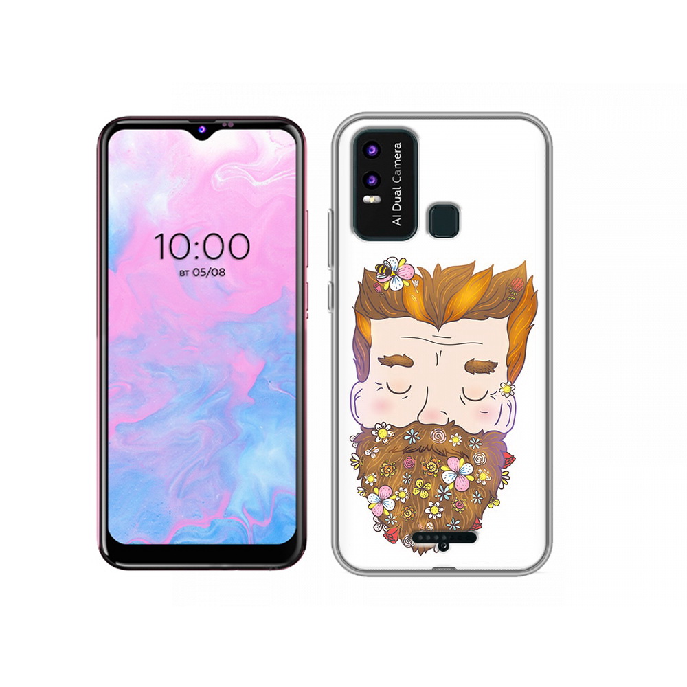 

Чехол MyPads Tocco для BQ 6630L мужчина с цветами в бороде, Прозрачный, Tocco