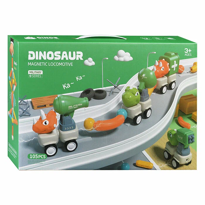 Конструктор магнитный 158-35J Динозавры Военные машины 105 дет в коробке 3094₽