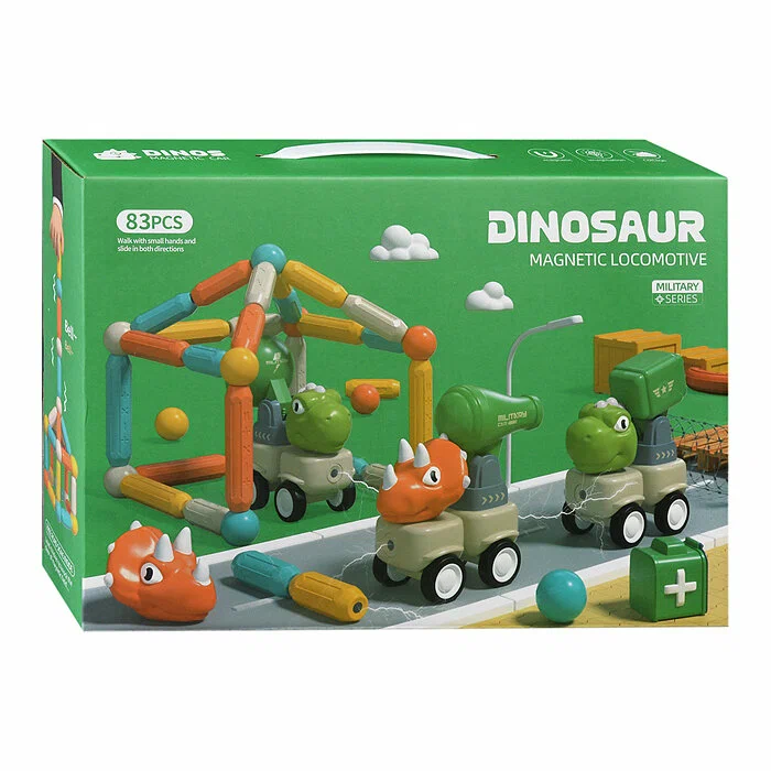 Конструктор магнитный 158-36J Динозавры Военные машины 83 дет в коробке 2373₽