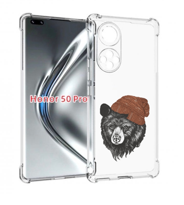 

Чехол бампер MyPads Медведь в шапке 2 для Honor 50 Pro/No, Прозрачный, Tocco