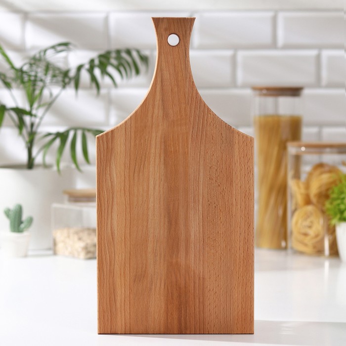 

Доляна Доска разделочная Доляна, 39x20x1,2 см, с прямой ручкой, бук, Бежевый