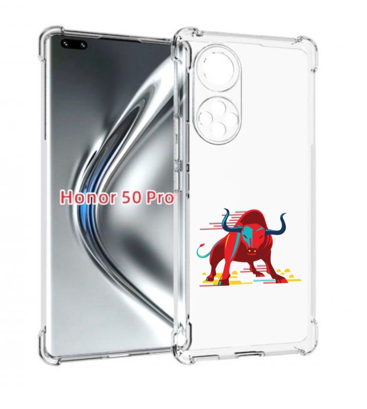 

Чехол бампер MyPads Красный-бык для Honor 50 Pro/Nova 9 P, Прозрачный, Tocco