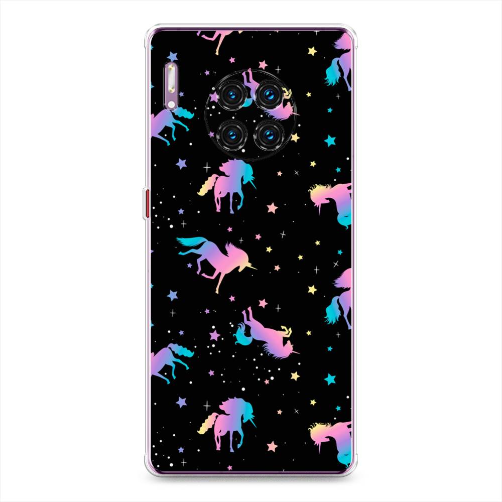 

Чехол на Huawei Mate 30 Pro "Единороги градиент", Черный;розовый;голубой, 610450-1