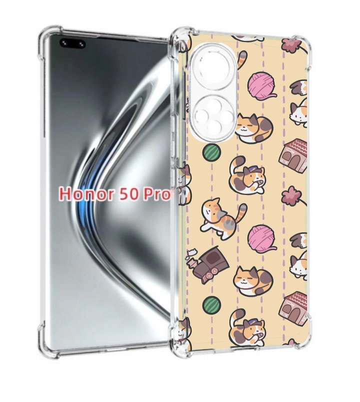 

Чехол бампер MyPads Котики-клубочки для Honor 50 Pro/Nova, Прозрачный, Tocco