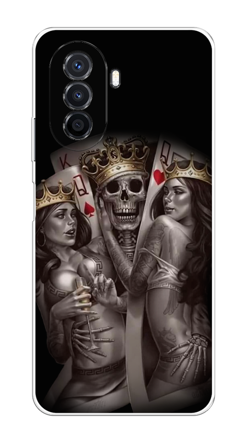 

Чехол на Huawei Nova Y70 "Карты король и королевы", Серый;желтый, 6109150-6
