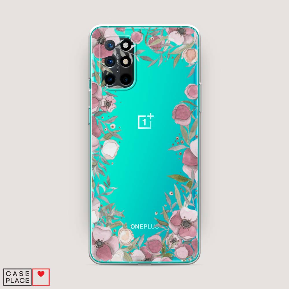 

Чехол Awog на OnePlus 8T / ВанПлас 8T "Розовая цветочная рамка", Розовый;зеленый, 151150-8