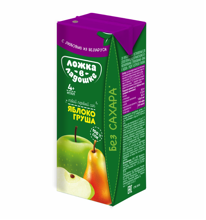 Сок Ложка в ладошке яблоко груша с 4 месяцев 200 мл