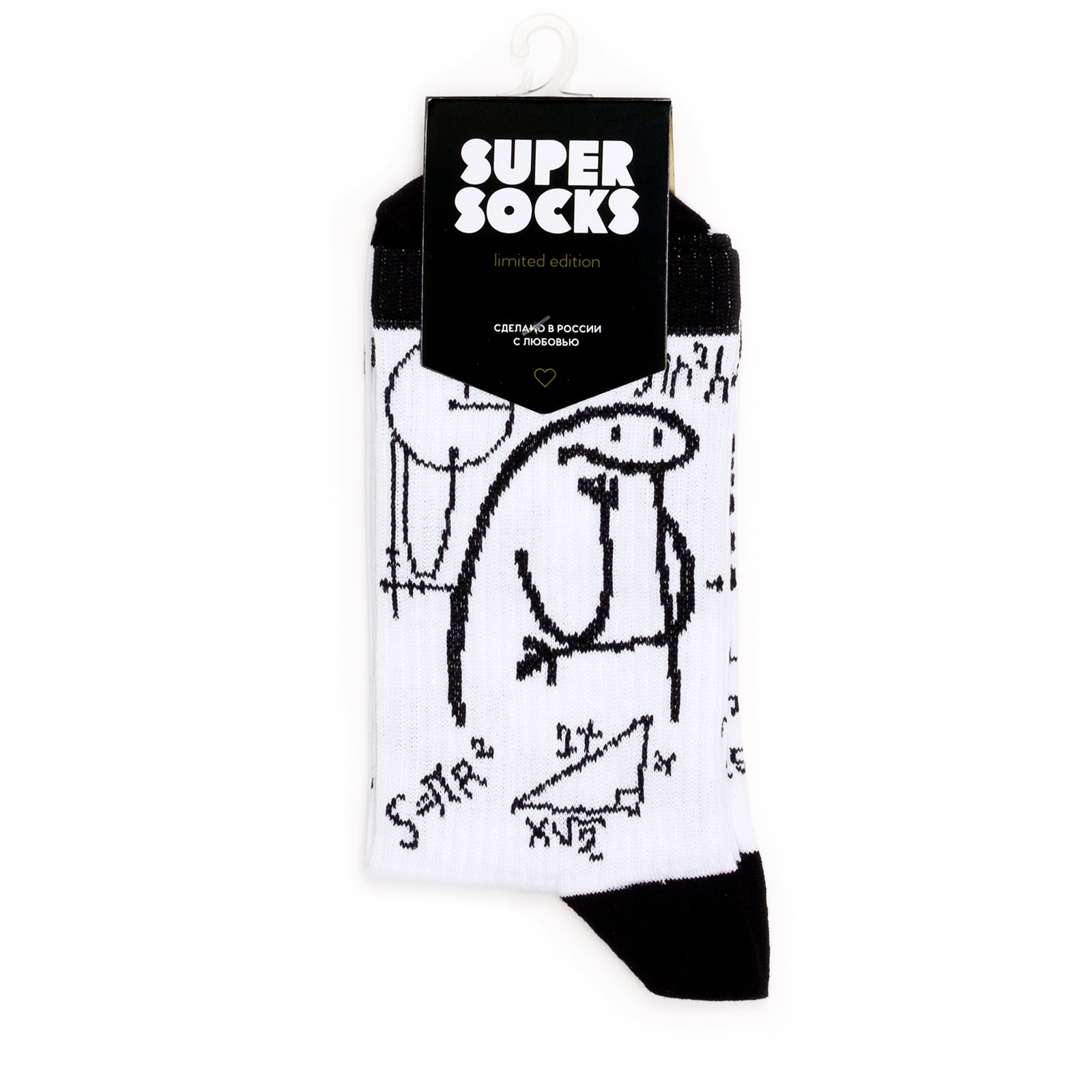 

Носки унисекс Super Socks Zadumalsya белые 40-45, Zadumalsya
