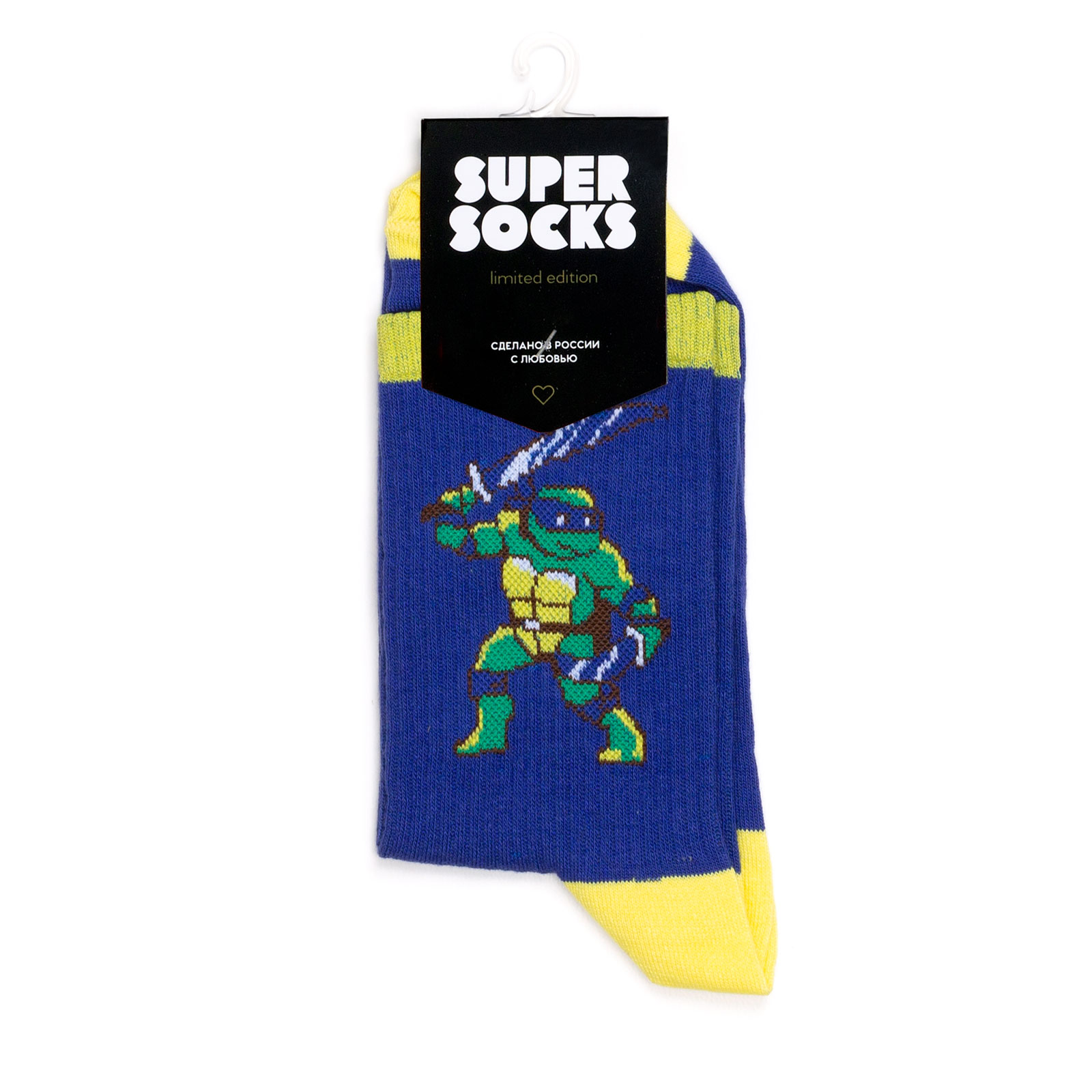 

Носки унисекс Super-Socks-TMNT-Leonardo-Blue синие; зеленые; желтые 40-45, Super-Socks-TMNT-Leonardo-Blue