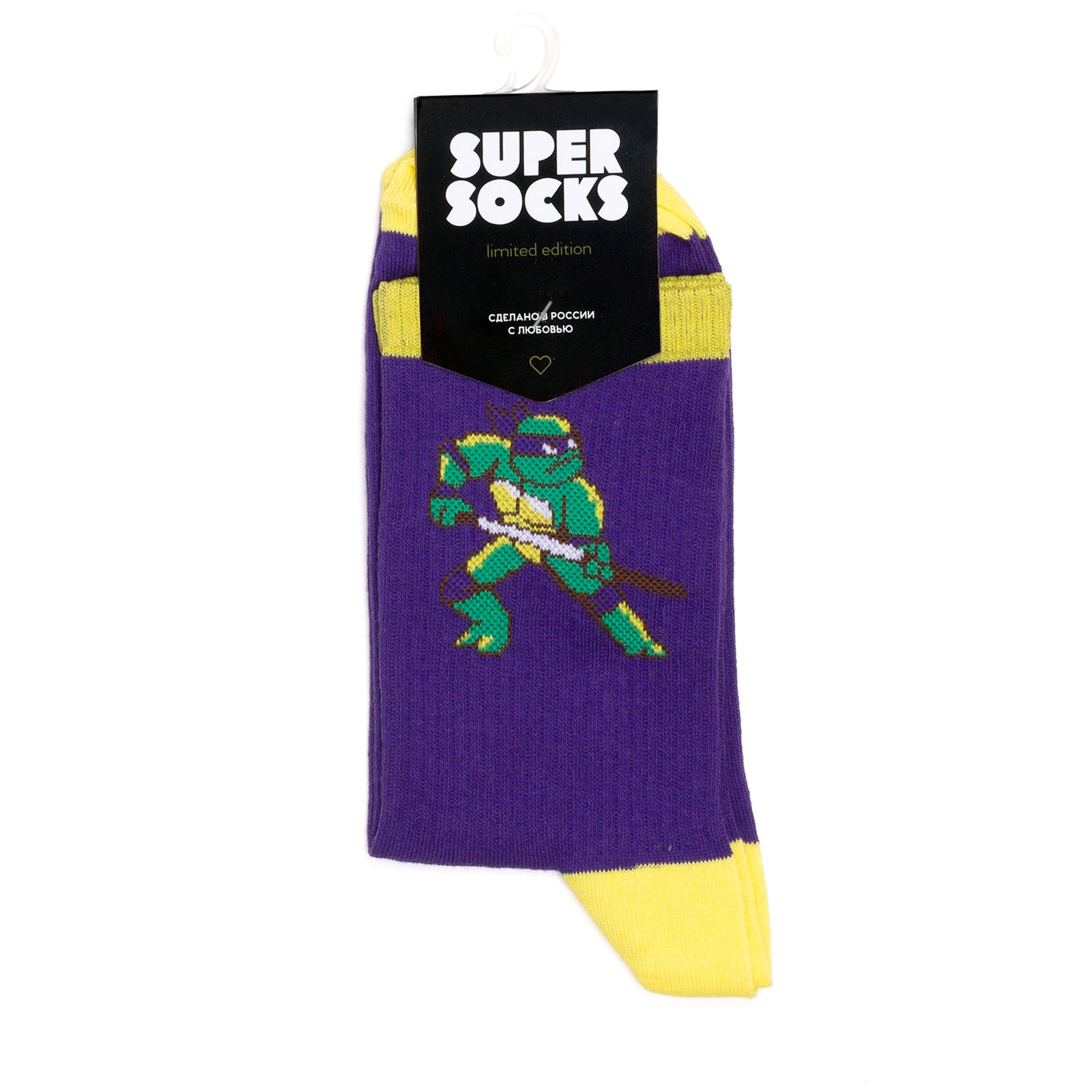 

Носки унисекс Super-Socks-TMNT-Donatello-Purple фиолетовые; зеленые; желтые 40-45, Super-Socks-TMNT-Donatello-Purple