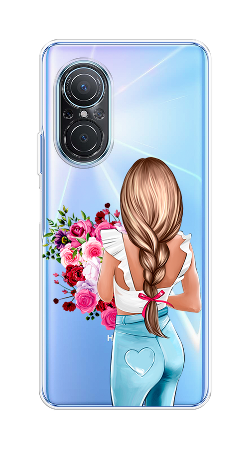 

Чехол на Huawei Nova 9 SE "Девушка с цветами", Коричневый;розовый;голубой, 6107250-6