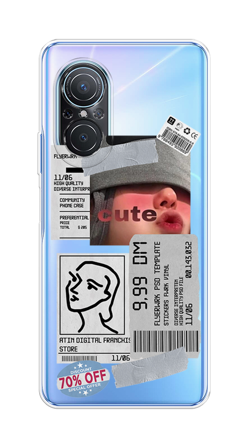 

Чехол на Huawei Nova 9 SE "Cute girl collage", Розовый;серый;голубой, 6107250-6