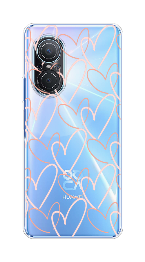 

Чехол на Huawei Nova 9 SE "Узор из сердечек", Розовый;бежевый, 6107250-6