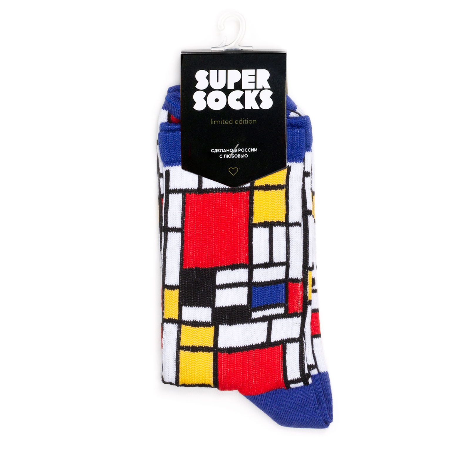 

Носки унисекс Super-Socks-Mondrian красные; желтые; синие; черные 35-40, Super-Socks-Mondrian