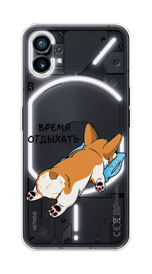 

Чехол на Nothing Phone (1) "Корги отдыхает", Черный;коричневый;голубой, 3300150-1