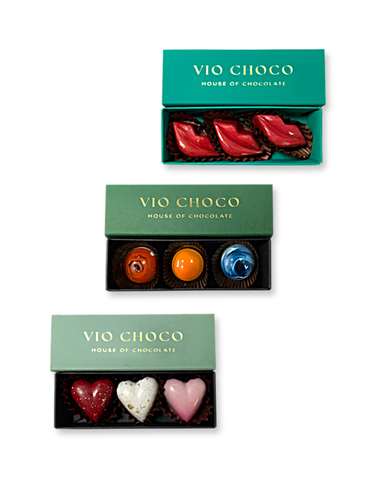 Шоколадные конфеты VioChoco Сладкие мгновения три набора ассорти, 105 г