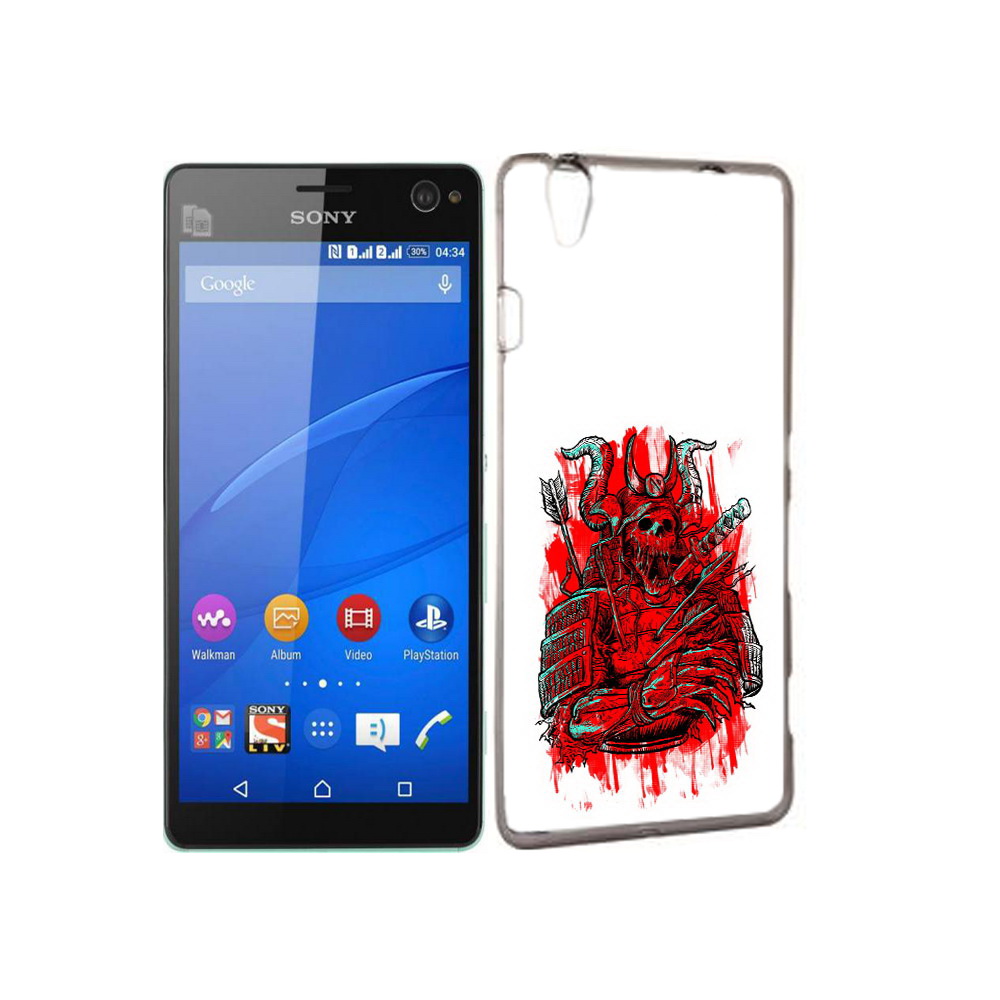 

Чехол MyPads Tocco для Sony Xperia C4 красный скелет воин, Прозрачный, Tocco