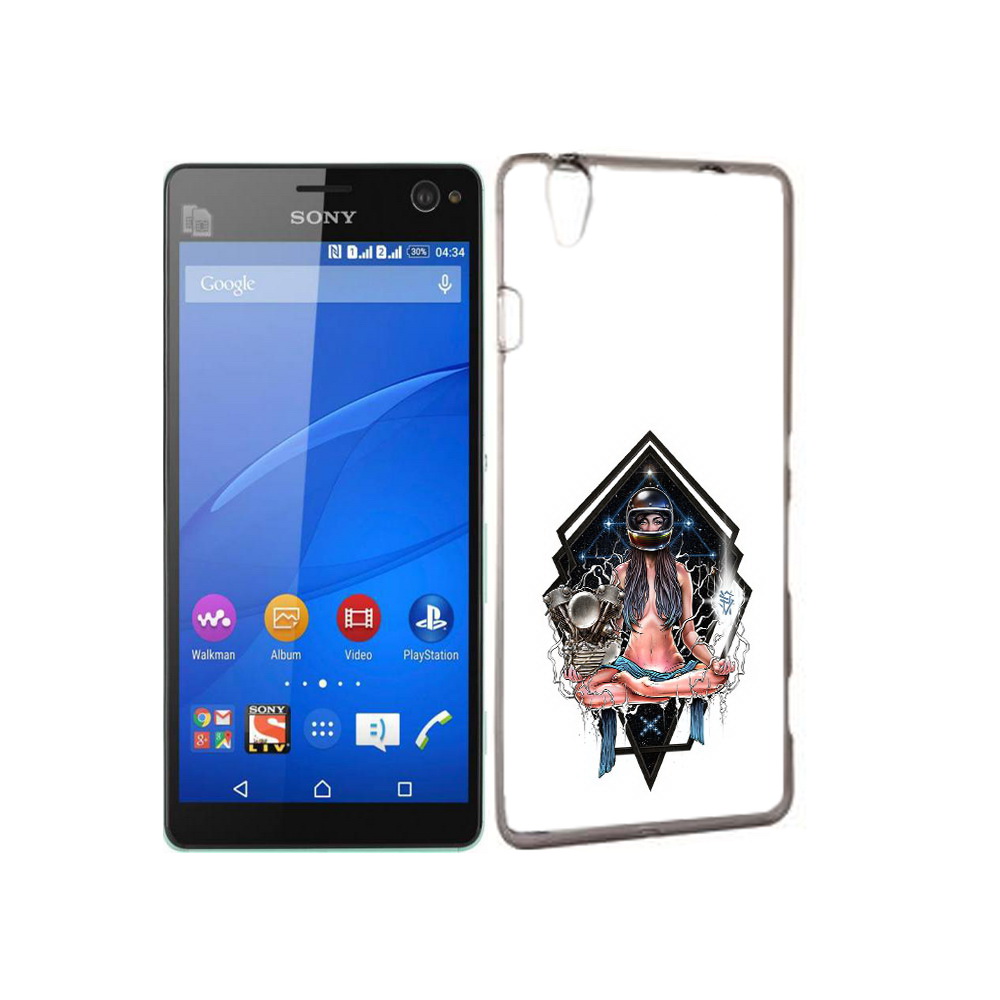 

Чехол MyPads Tocco для Sony Xperia C4 красивая девушка в шлеме, Прозрачный, Tocco