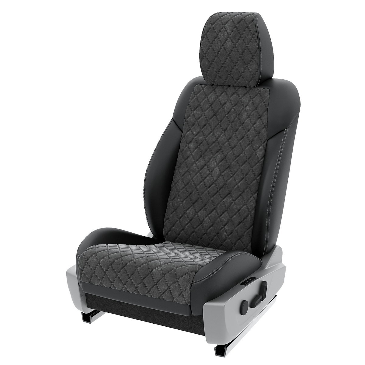 

Чехлы на сиденья Automobiler для Geely Coolray A-A-1036F2S353 Алькантара ромб, Серый;черный, A-A-1036