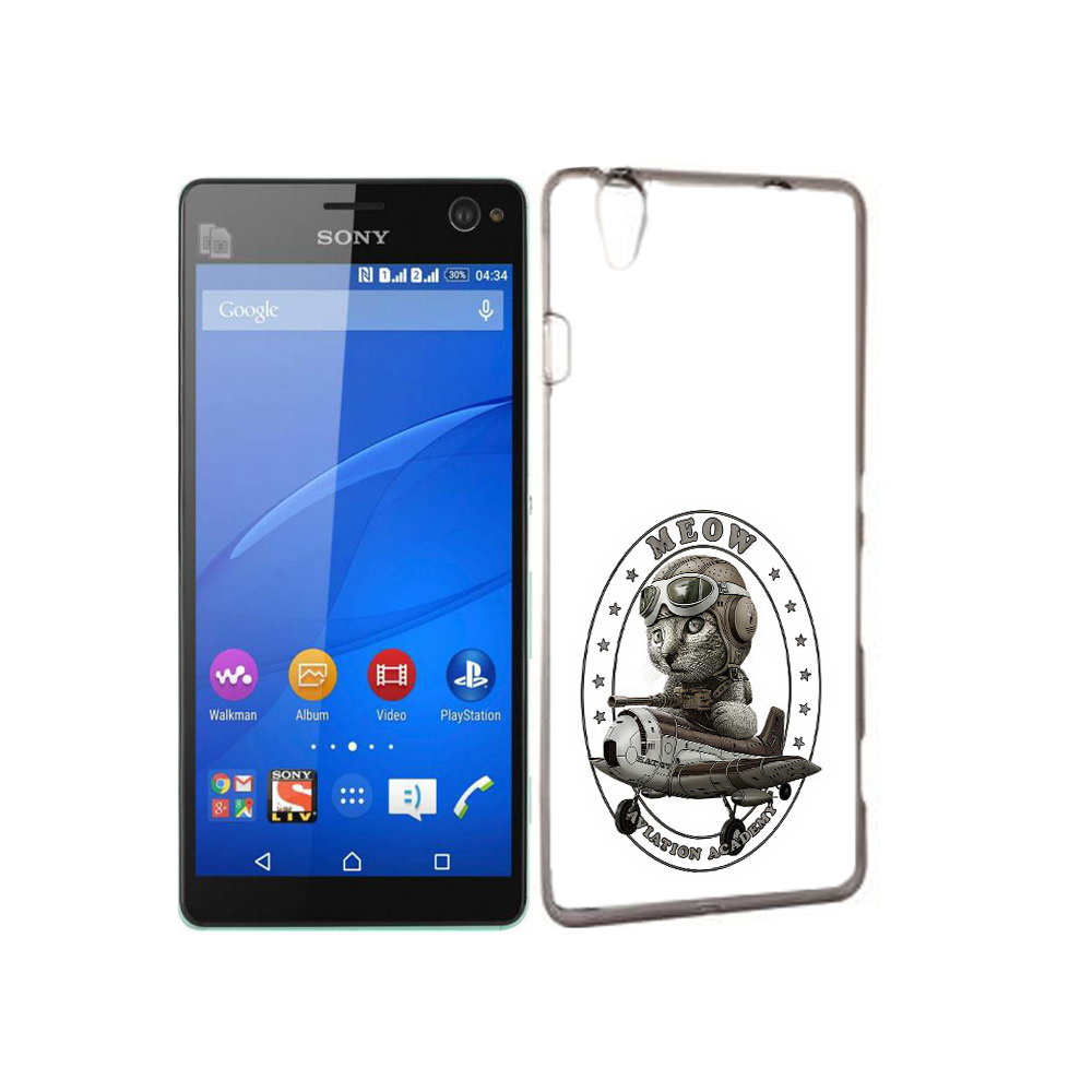 

Чехол MyPads Tocco для Sony Xperia C4 кот в самолете, Прозрачный, Tocco
