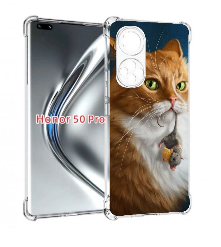 

Чехол бампер MyPads Кот-и-мышь для Honor 50 Pro/Nova 9 Pr, Прозрачный, Tocco