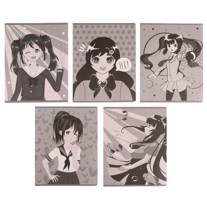 

Тетрадь 48 листов в клетку на скрепке "Аниме сепия", обложка бумага, текстура, блок №2 (се