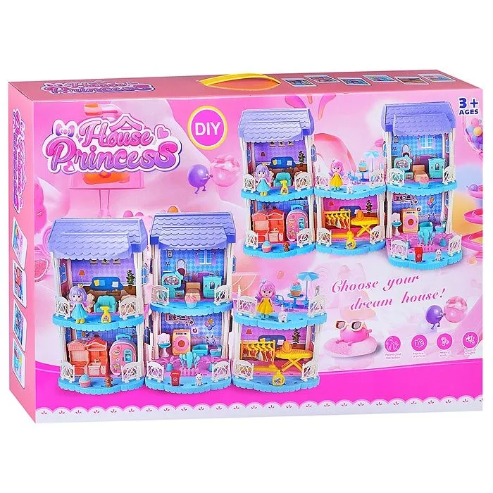 

Игровой набор 999-777 "Замок" с мебелью и куколками, в коробке, Розовый, Дома для кукол