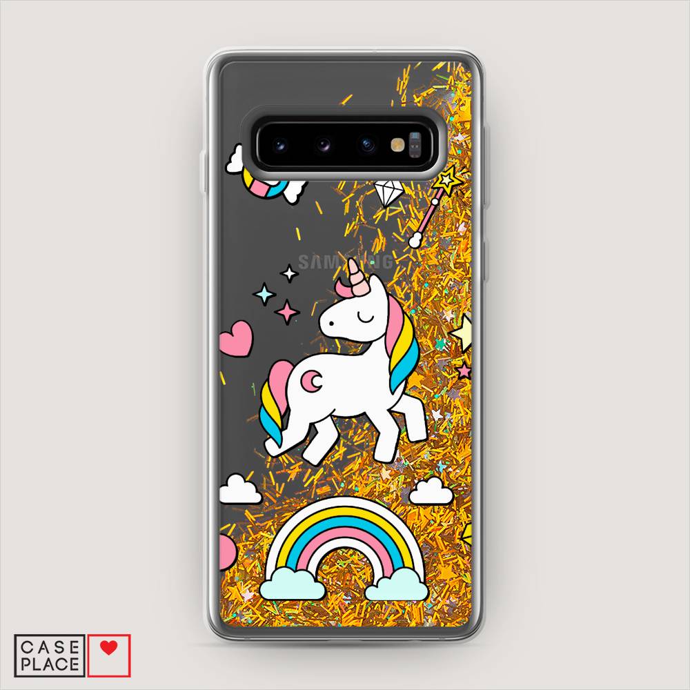

Жидкий чехол с блестками "Принцесса единорог" на Samsung Galaxy S10 +, 27190-1