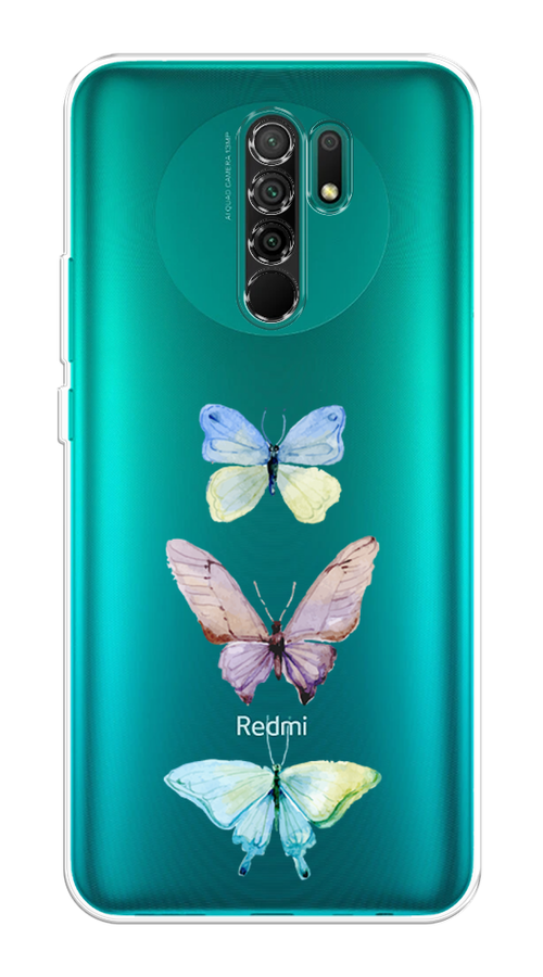 

Чехол на Xiaomi Redmi 9 "Акварельные бабочки", Бирюзовый;розовый, 38350-1