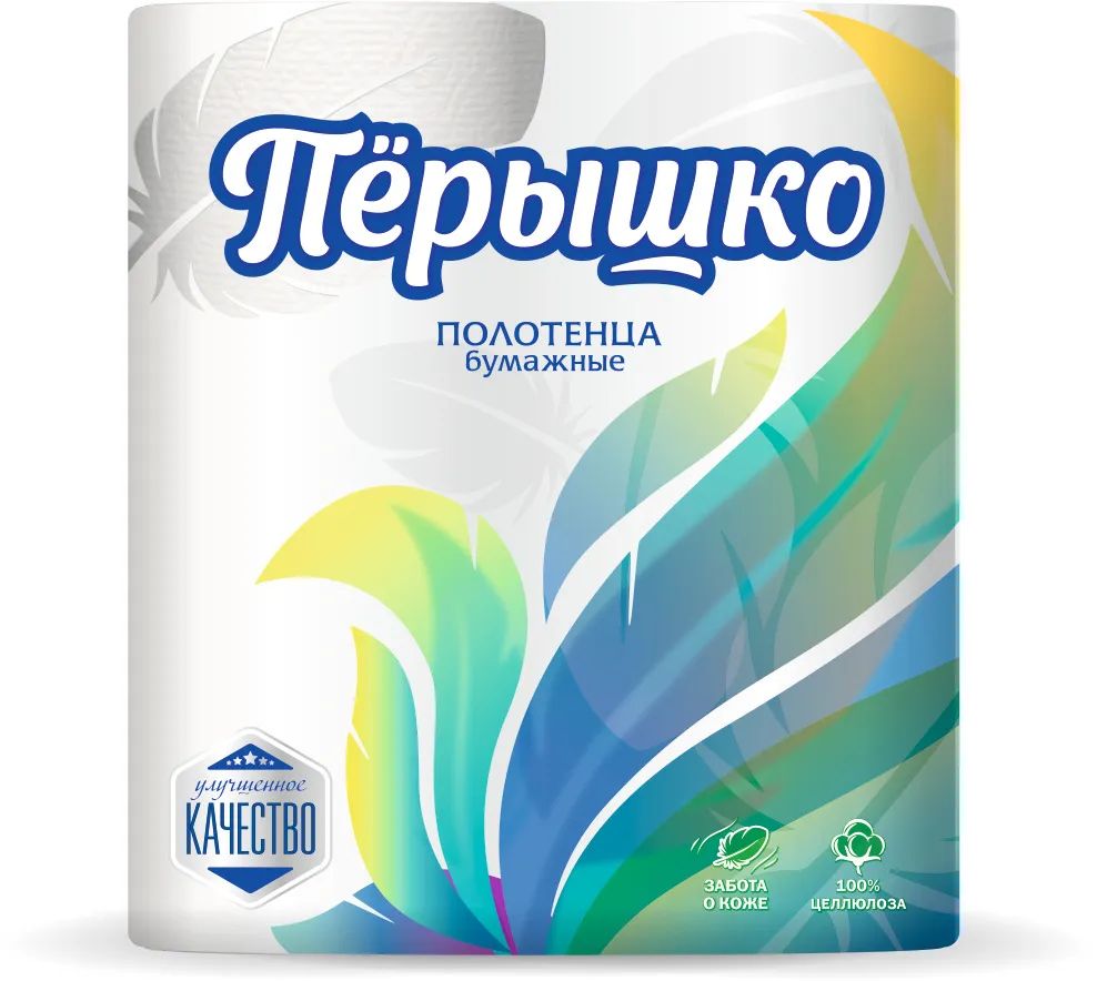 

Полотенца бумажные Перышко 2-х слойные, 2 рулона, Белый