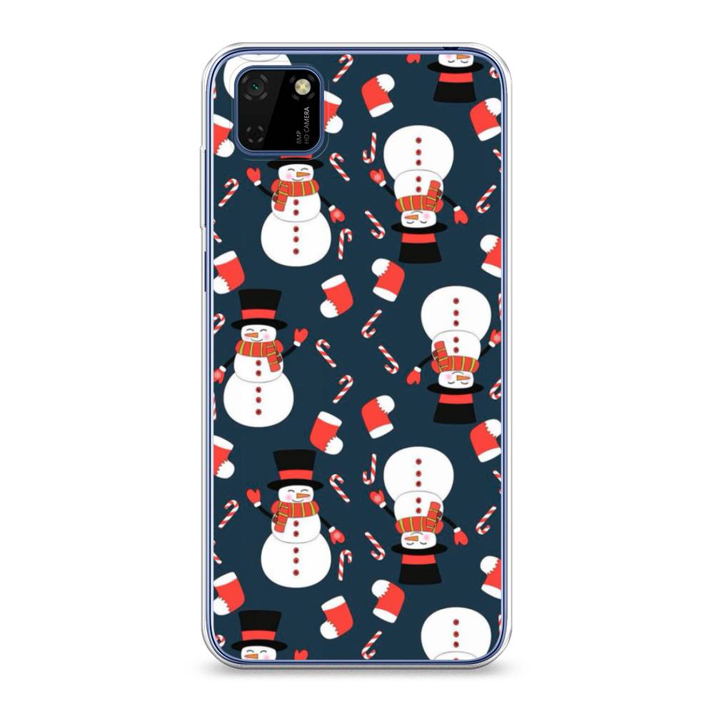 

Чехол на Huawei Y5p "Синие снеговики", Синий;белый;красный, 6103750-5