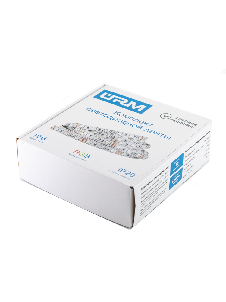 

Комплект светодиодной ленты SMD 5050, 30 LED, 12 В, 7.2Вт, 420 лм, IP20, RGB, 5 м