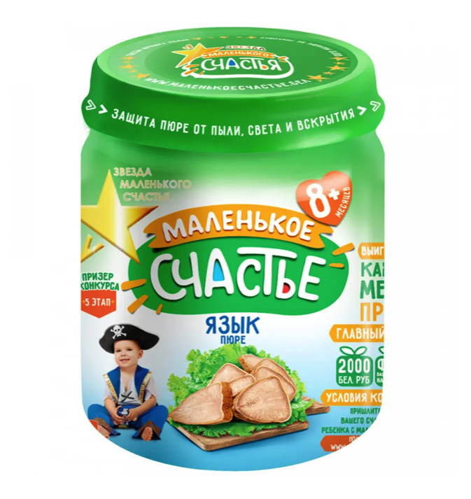

Пюре Маленькое счастье язык говяжий с 8 месяцев 80 г
