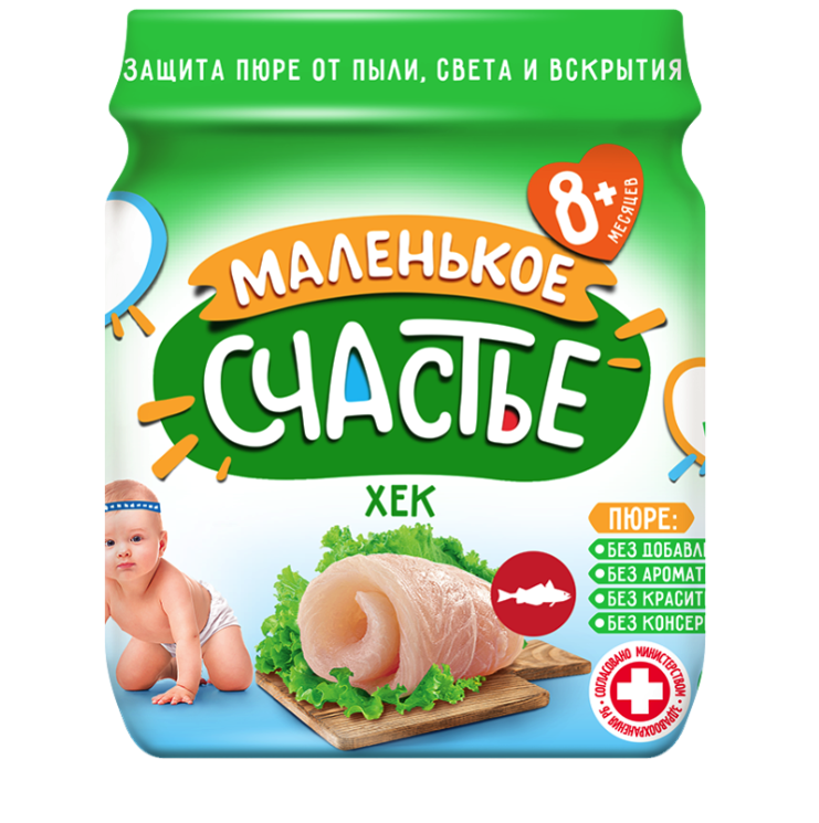 

Пюре Маленькое счастье хек с 8 месяцев 80 г