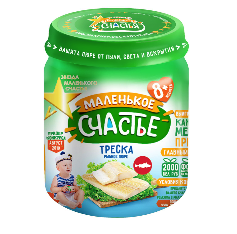 

Пюре Маленькое счастье треска с 8 месяцев 80 г