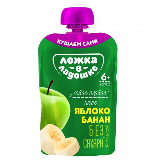 

Пюре Ложка в ладошке яблоко банан с 6 месяцев 90 г