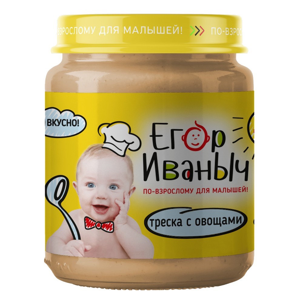 

Пюре Егор Иваныч треска, овощи, с 8 месяцев, 100 г
