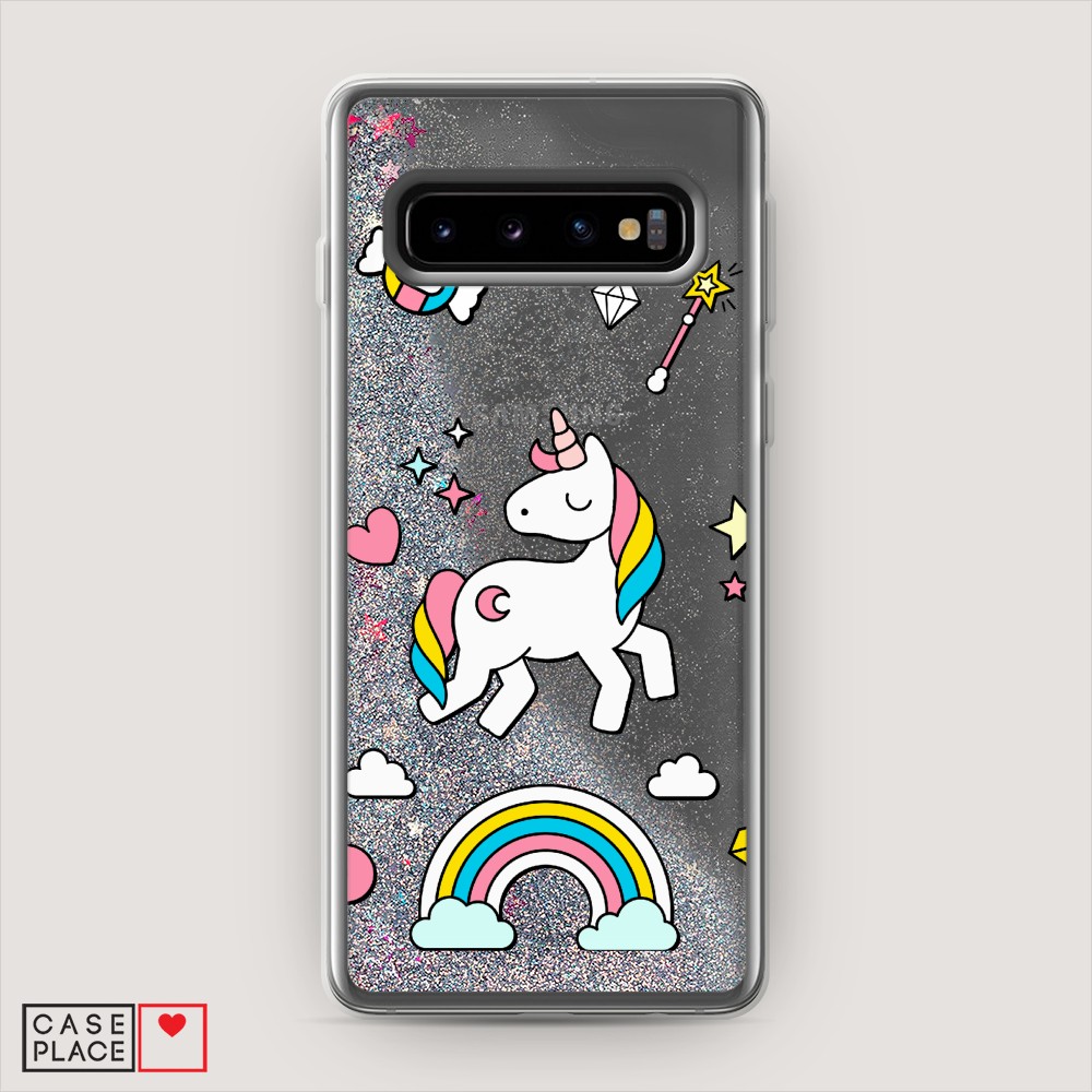 

Жидкий чехол с блестками "Принцесса единорог" на Samsung Galaxy S10, 27091-1