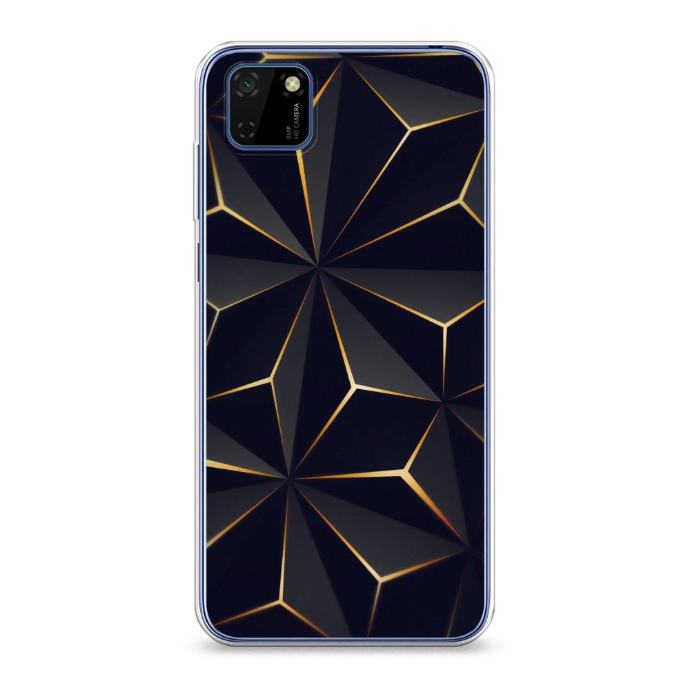 

Чехол на Huawei Y5p "Черные полигоны", Золотистый;черный, 6103750-3