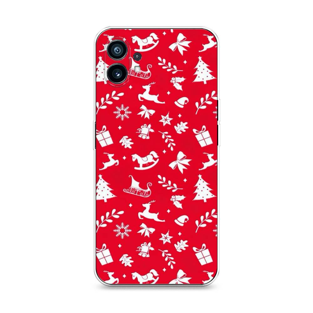 

Чехол на Nothing Phone (1) "Красный новогодний фон", Красный;белый, 3300150-5