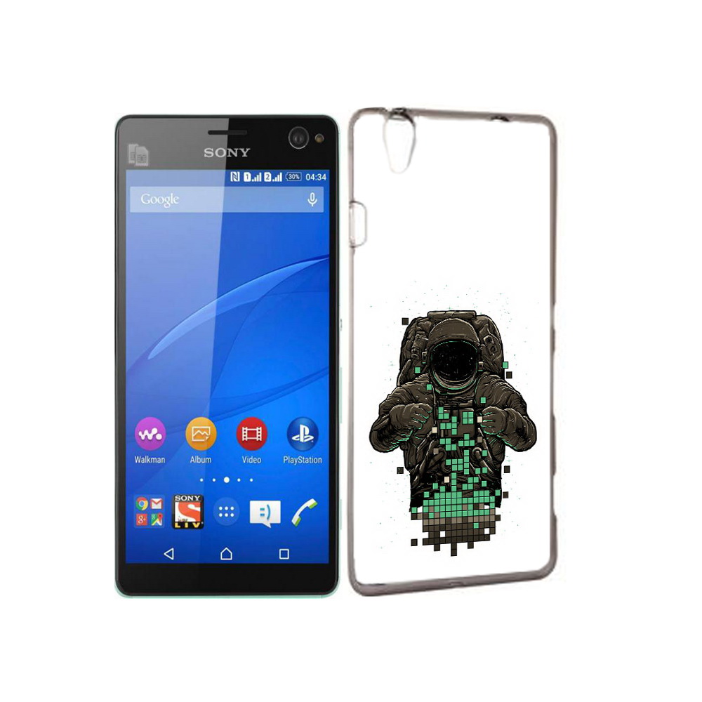 

Чехол MyPads Tocco для Sony Xperia C4 космонавт с пикселями, Прозрачный, Tocco