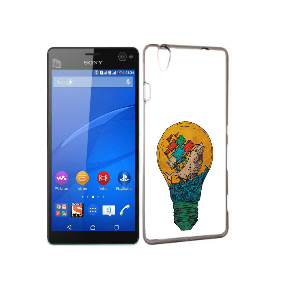 

Чехол MyPads Tocco для Sony Xperia C4 кит в лампочке с парусами, Прозрачный, Tocco